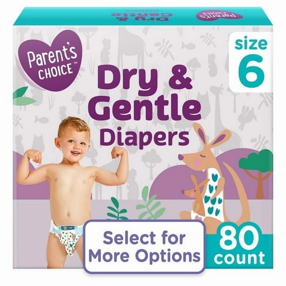 Dry & Gentle Diapers Size 6, 80 Count (Select for More Options)
