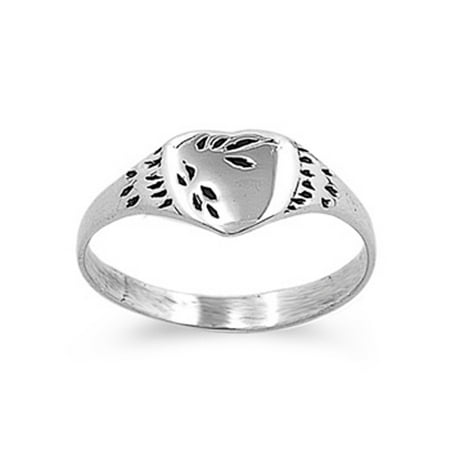 Sterling Silver Baby Ring ( Sizes 1 2 3 4 5 ) Simple Heart Solid 925 New 4mm Rings by Sac Silver (Size 4)