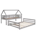 thumbnail image 3 of Bellemave Wood House Bunk Bed with Ladder, Low Twin over Full Bunk Beds, Separable Bunk Bed for Bedroom  (Gray), 3 of 9