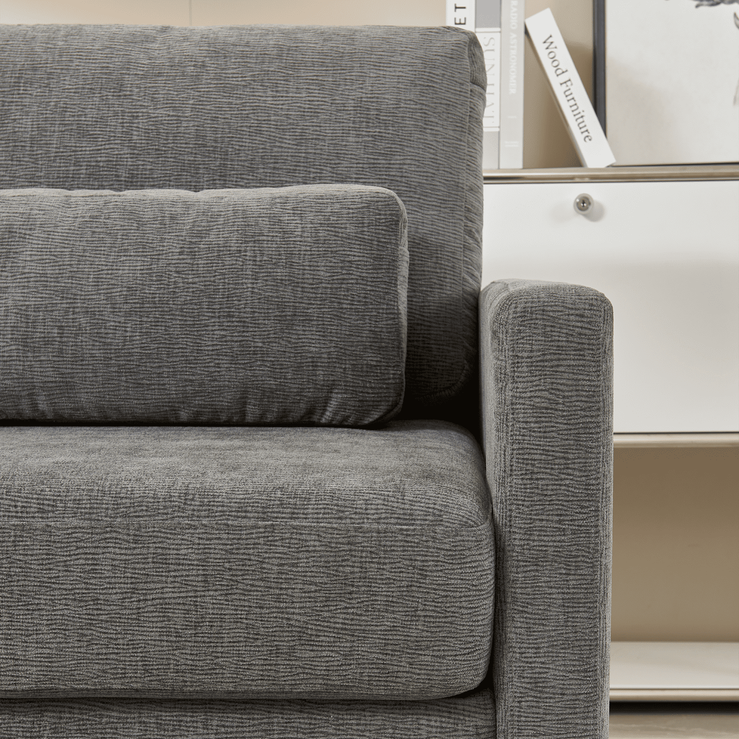 Gewnee Modern Chenille Accent Armchair - Upholstered Reading Chair for Living Room