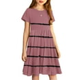 thumbnail image 5 of LLYwey Easter Dresses for Girls 10-12, Vintage Dress for Girls Summer Polka Dots Short Sleeve Collared Casual Sundress with Belted Pleated A-Line Evening Wedding Party Sundress, By-43, Pinks, 11T, 5 of 7