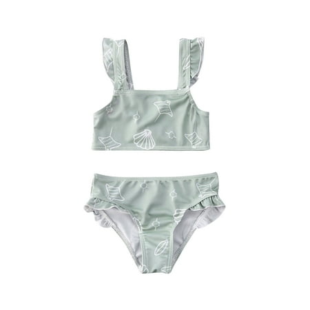 

IZhansean 2PCS Summer Kids Baby Girls Ruffle Bikini Set Swimwear Swimsuit Bathing Suit Lake Green 4-5 Years