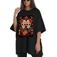 thumbnail image 4 of Plus Size Shirt for Women Black Tops for Women Short Sleeves Shirt for Women Skull (10) T Shirt Oversized Shirt for Women S, 4 of 5