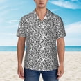 thumbnail image 2 of Sikiie Weave Geometric Print Men's Hawaiian Shirt, Summer Beach Button Pocket Short Sleeve T-Shirt,Medium, 2 of 7