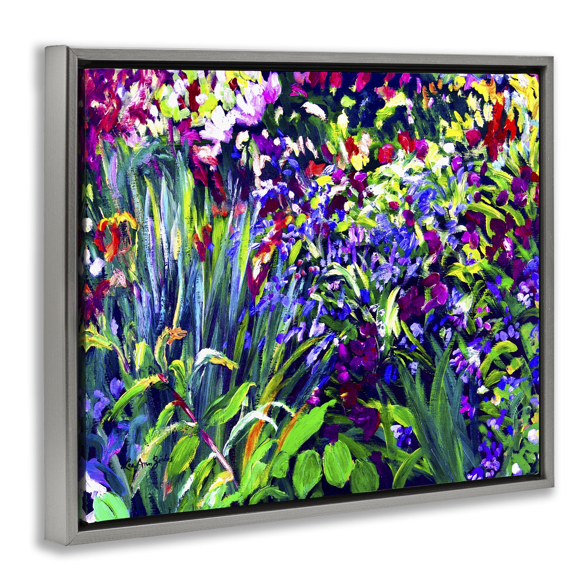 Stupell Industries Vibrant Confetti Garden Gray Framed Floater Canvas Wall Art, design by Lee Ann Zirbes