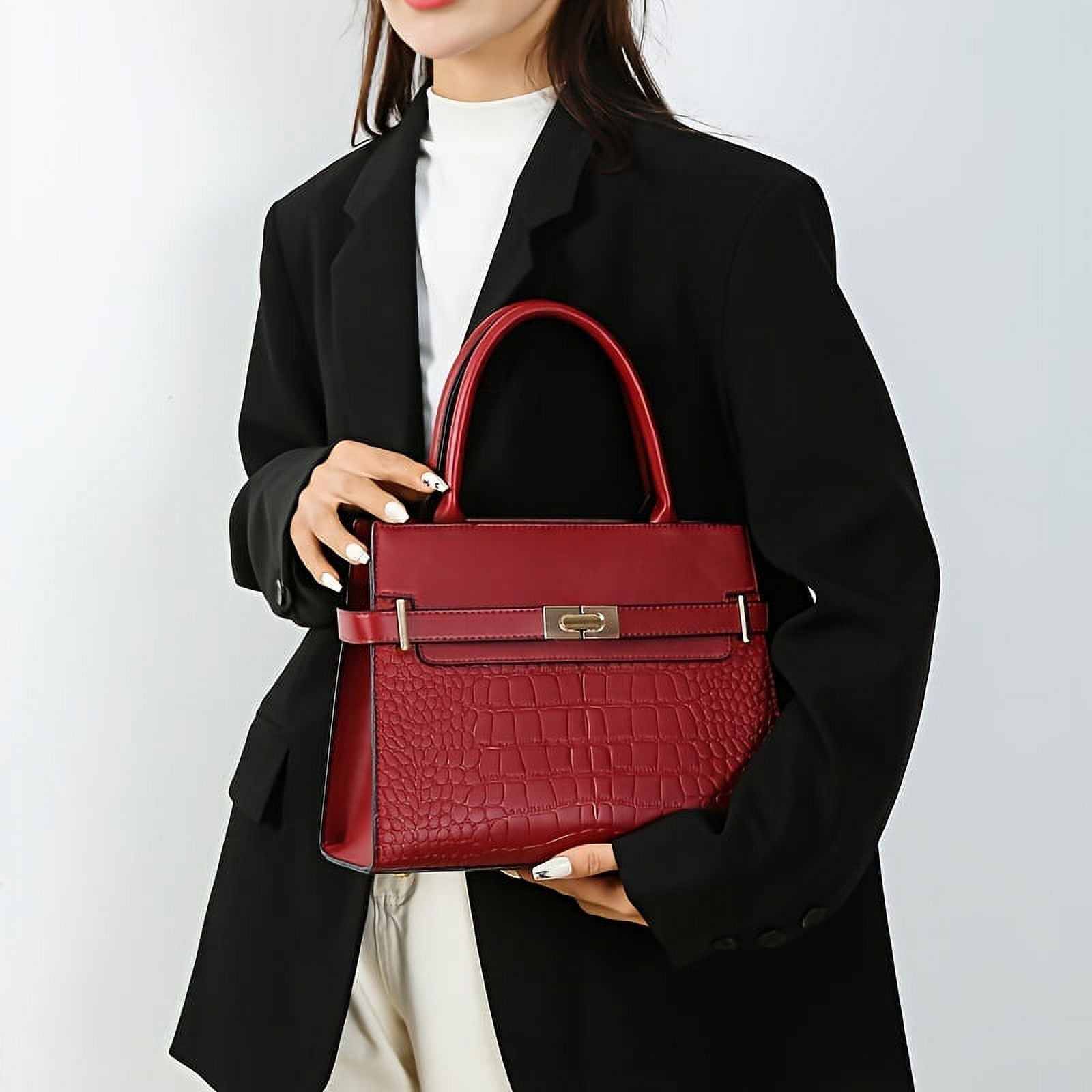 KINGSS Versatile Tote Bag Solid Color Large Capacity Handbag