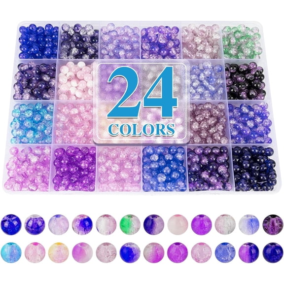 About Colors mm Crackle Glass Beads Bracelet Making Kit,Box Different Style Crack Series Colorful Crystal Beads for Bracelet Jewelry Making,DIY Crafts,Friendship Bracelets