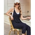 thumbnail image 6 of Ekouaer Jumpsuits for Women Sleeveless Spaghetti Strap Ribbed Overall Jumpsuit V Neck Summer Romper with Pockets 2024, 6 of 7