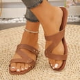 thumbnail image 6 of ShiShine Womens Flat Slide Sandals Cross Strap Comfortable Wide Width Casual Walking Beach Summer Slip On Sandals, 6 of 9