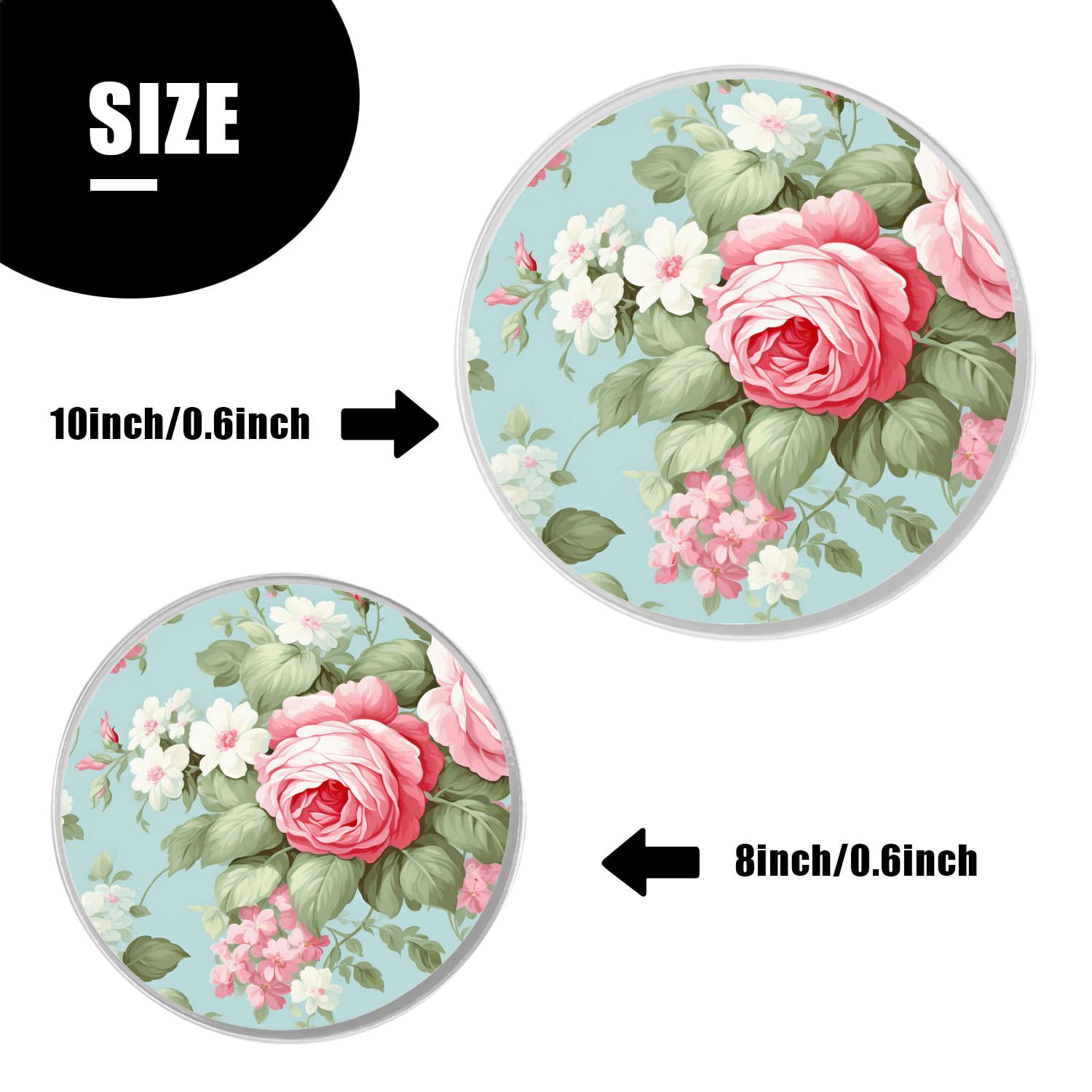 Decorative Stove Burner Covers 4 Pcs Metal Gas Stove Burner Cover 8Inch And 10Inch ,vintage flower pattern on green background