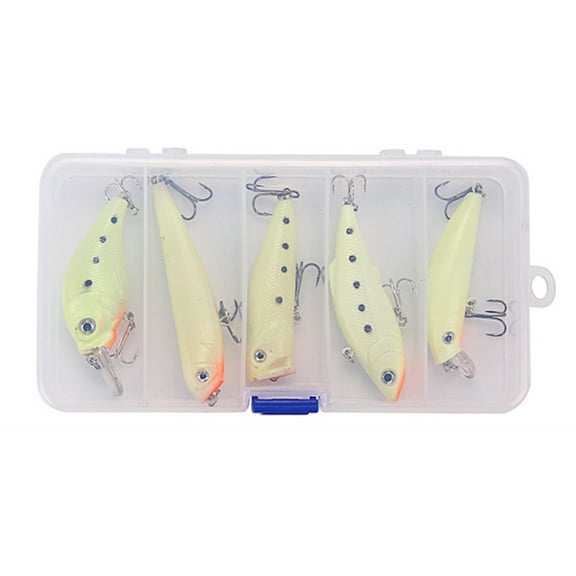 KUFptva 5Pcs Fishing Lures Wobblers Fish Lures Artificial Hard Baits Crankbait Glows in Dark Fishing Tackle Spinner Fish Lures