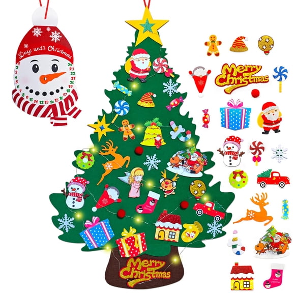 Árbol de Navidad de fieltro Dailivify de 90 cm con calendario de adviento y 33 adornos
