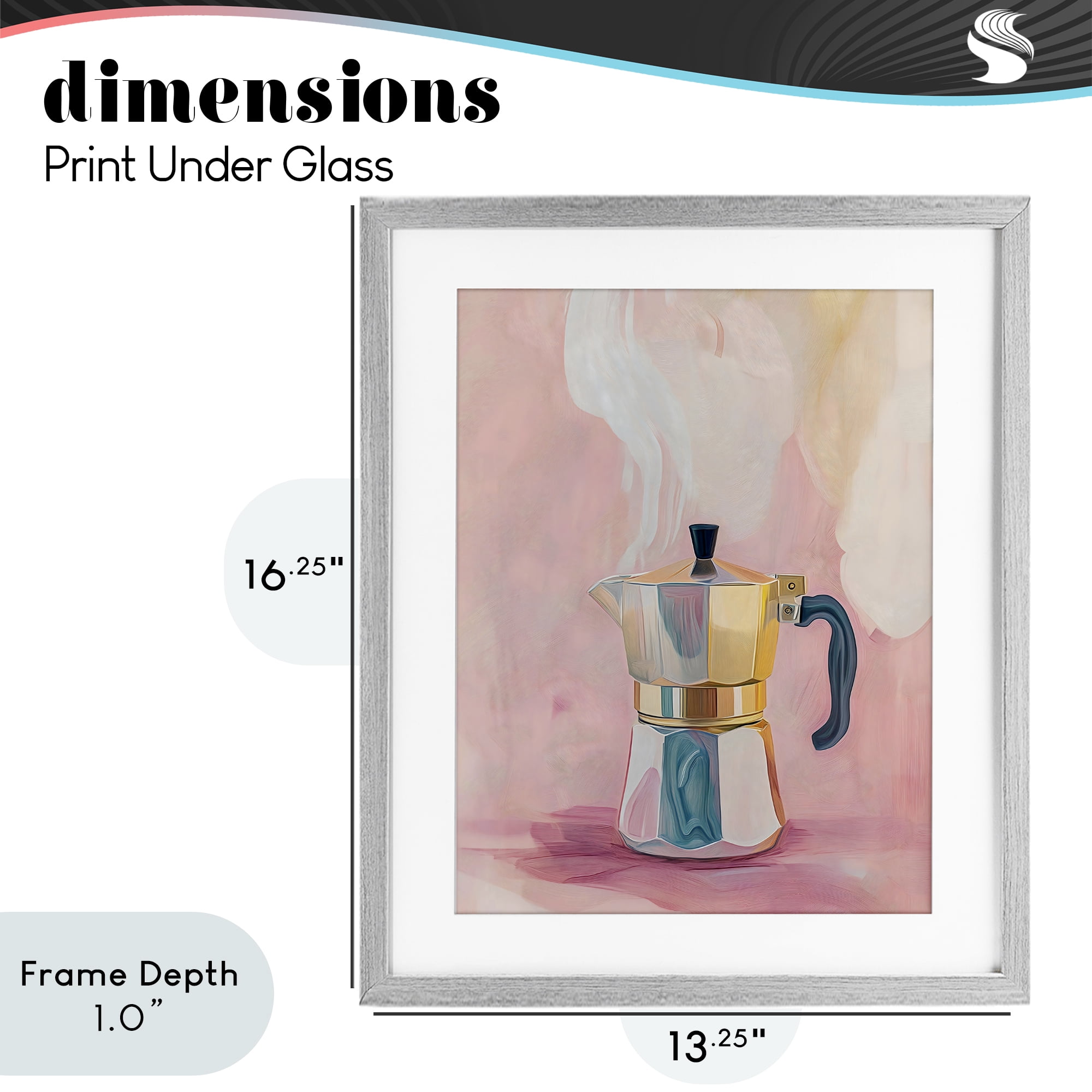 Stupell Industries Vintage Coffee Maker on Pink Gray Framed Print Under Glass, design by The Prints Vibe