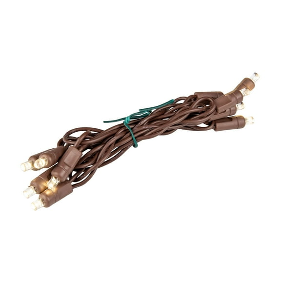 Novelty Lights 10 Light Warm White LED Christmas Craft Mini Light Set (Brown Wire, 5 Feet)