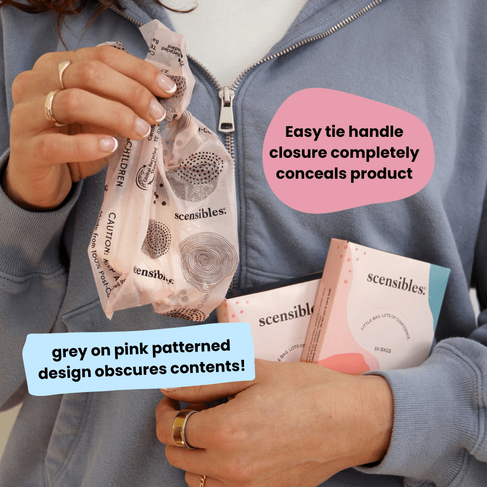 Scensibles Personal Disposal Bags (Box of 50) for Tampons, Sanitary Pads, Panty Liners, Menstrual Care and Hygiene Products