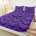 thumbnail image 3 of Manfei Halloween Bat Bed Sheets,Vintage Antique Damask King Sheets,Purple Black Sheet Set For Children,Microfiber Bedroom Decor,4-Piece, 3 of 7