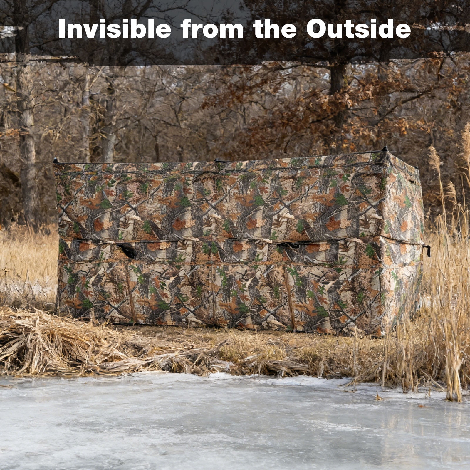 Gymax 360 Degree One-Way See-Through Hunting Blind Panel w/Dog Door Carrying Bag Camouflage