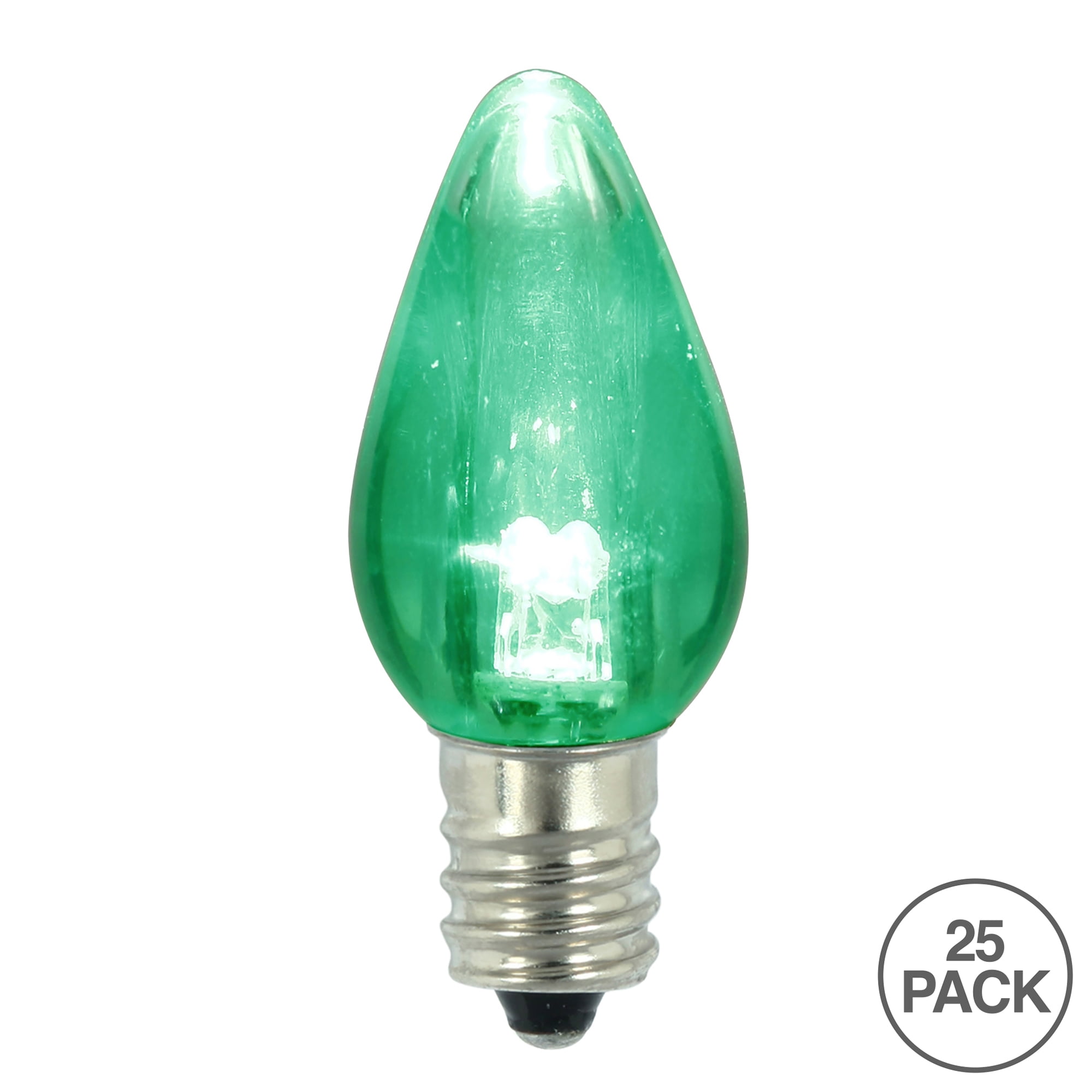 Vickerman C7 Transparent Plastic LED Green Dimmable Bulb, 25 per bag