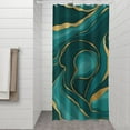 thumbnail image 2 of Teal Gold Marble Pattern Shower Curtain 36"x72" ,Bathroom Decorative Shower Curtains Set with 12 Hooks,Modern Waterproof Washable Shower Curtain, 2 of 6