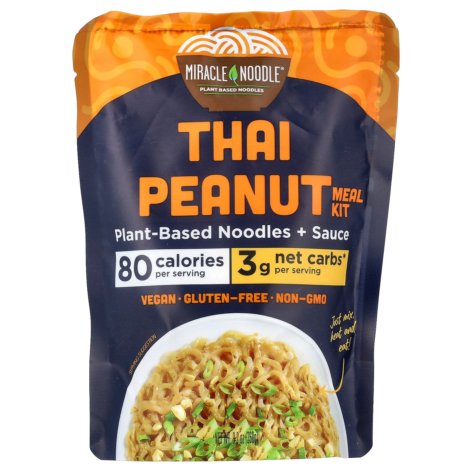 Miracle Noodle Keto Meal, Thai Peanut + Plant Based Noodles, 9.2 oz (260 g)