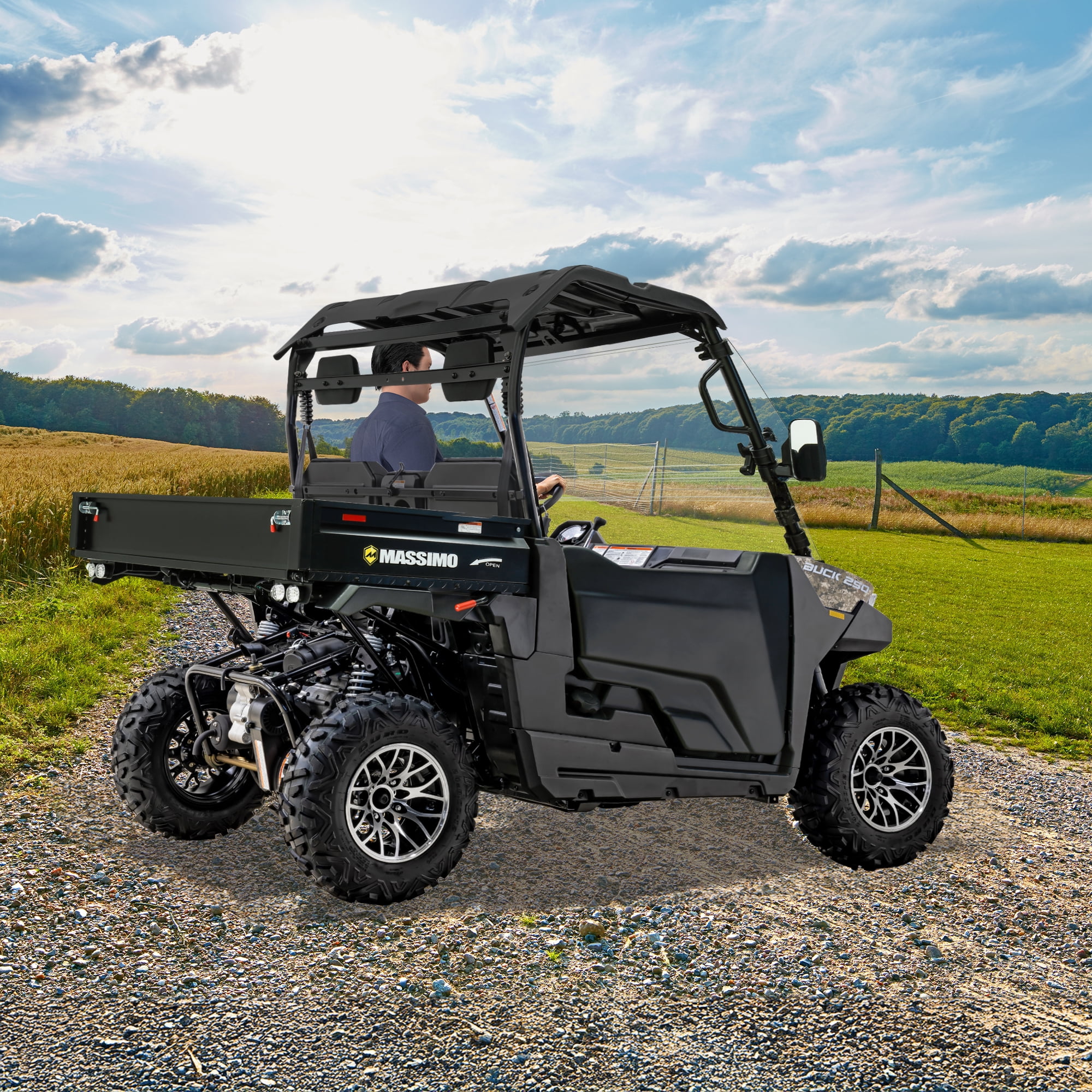 Massimo Buck 250 Side by Side UTV 12hp, 177cc, 6.5 cf. Dumping Cargo Bed - Camo