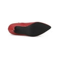 thumbnail image 5 of BLISSFUL STEP Women's Pointed Toe Zipper Stiletto Heels Ankle Boots Red 8, 5 of 8