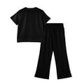 thumbnail image 3 of Abcomgle Girls Lounge Sets Size 7-8 Girls 2 Piece Outfits Solid Short Sleeve Shirts and Wide Leg Pants Set Cute Preppy Girls Lounge Set,5-6 Years, 3 of 4