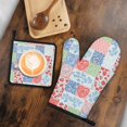 thumbnail image 6 of Pioneer Flower Floral Print Pattern 1-Pack Oven Mitts Set, Heat Resistant Kitchen Gloves, 7.7" X 12", 6 of 6