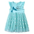 thumbnail image 2 of CUZIBR Toddler Girls Easter Dresses Ruffles Short Sleeve Crewneck Pleated Patchwork Spring Summer Dress Cute Cartoon Bunny Print Embroidery Casual Breathable Outfits Party Tutu Dress,Blue,4-5 Years, 2 of 8