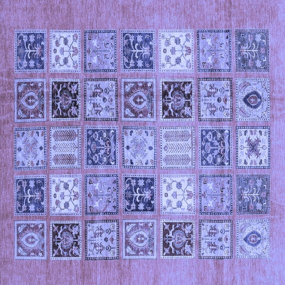 Ahgly Company Indoor Square Abstract Blue Modern Area Rugs, 4' Square