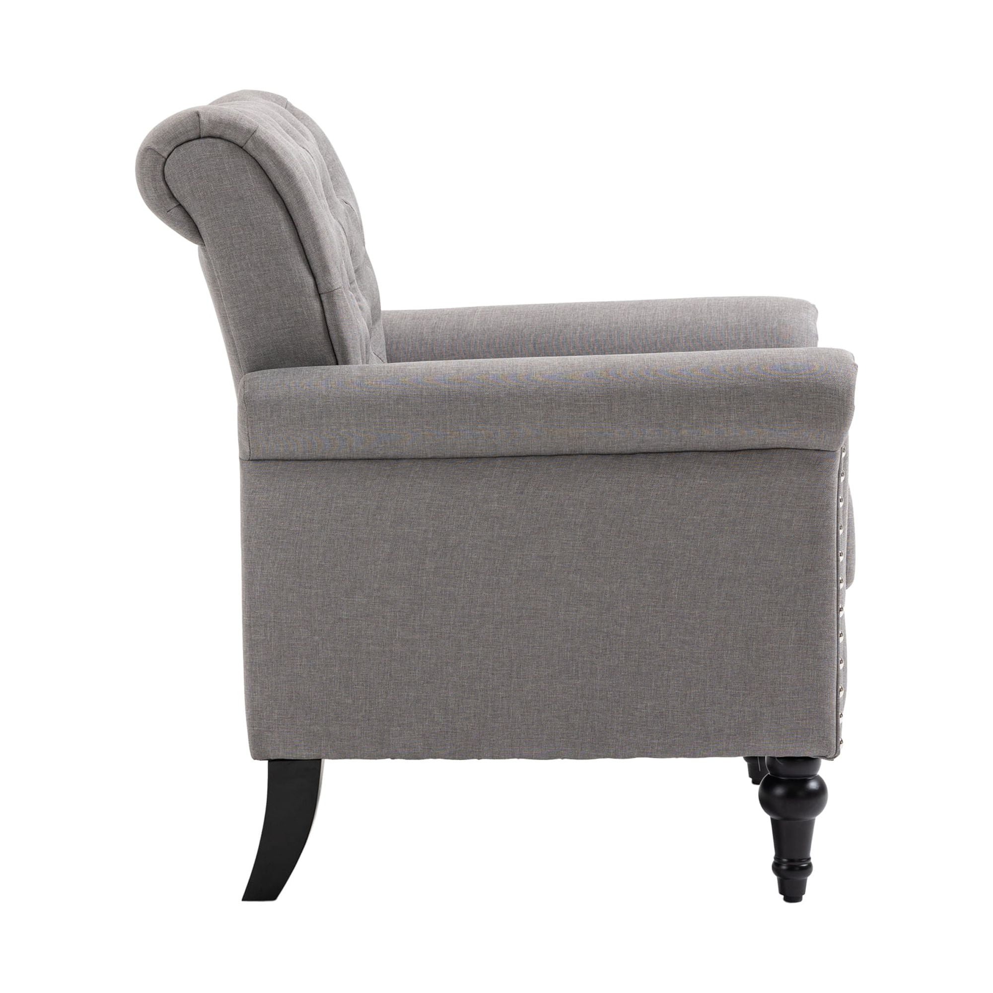 Lounge Chair Comfy Single Sofa Accent Chair Light Gray Latitude Run Fabric: Gray Linen