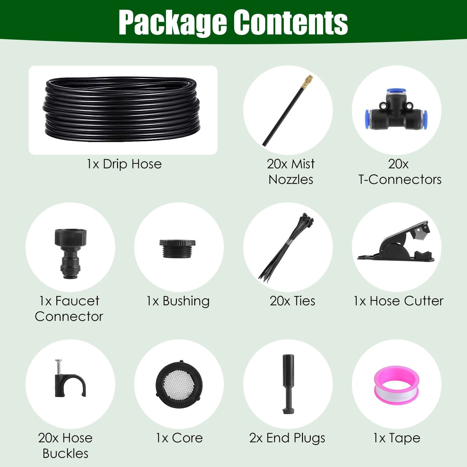 Automatic Drip Irrigation System Kit with 360° Bendable Nozzles, Tool-Free Installation for Garden Greenhouse Lawn Patio