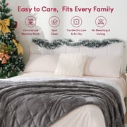 Buzio 48” x 72” Sherpa Fleece Weighted Blanket for Adults 15 Pounds Dual Sided Soft Cozy Fuzzy Heavy Throw Blankets,Gray White