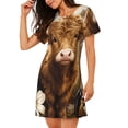 thumbnail image 2 of Fotbe Adorable Calf Butterflies Champagne Bata de Dormir para Mujer con Estampado, Camisón de Algodón de Manga Corta, Ropa de Dormir Casual, 2 of 6