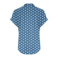 thumbnail image 4 of JSheng Summer Tops for Women V-neck Ladies Casual Polka-dot Printed Short Sleeve Imitation Cotton and Linen Buttons Shirt Sky Blue S, 4 of 5