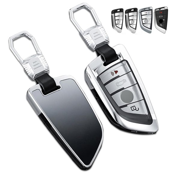 Key Fob Cover Compatible with Fit for BMW 2 5 6 7 Series X1 X2 X3 X5 X6 Zinc Alloy Gradient Glass Back Keychain Case Holder Protector