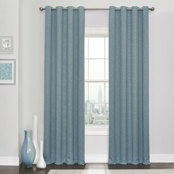 Eclipse Modern Solid Print Grommet Blackout Curtain Set, 52" x 95"