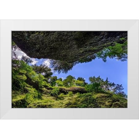Jones, Adam 14x11 White Modern Wood Framed Museum Art Print Titled - Upward view from bottom of Oneonta Gorge-Columbia River Gorge National Scenic Area-Oregon