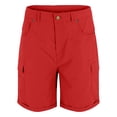 thumbnail image 4 of Shorts for Women BWASD Summer High Waisted Button Shorts with Pockets Solid Color Casual Beach Vacation Clothes Loose Cargo Pants for Hiking Workout (Red,S), 4 of 6