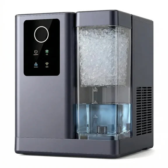 Smart Nugget Ice Maker with App & Voice Control, 40 lbs/24H Pebble Ice Machine, Self-Cleaning, 3L Water Tank, Soft Chewable Ice for Home, Kitchen, and Parties