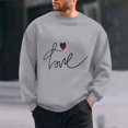 thumbnail image 2 of WREESH Graphic Sweatshirt Valentine's Day Love Letter Printed Crewneck Sweatshirts Casual Pullover for Men Gray, 2 of 6