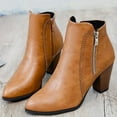 thumbnail image 6 of Mostsola Womens Round Toe Ankle Boots Stacked Heel Booties Retro Side Zipper Short Boots, 6 of 7