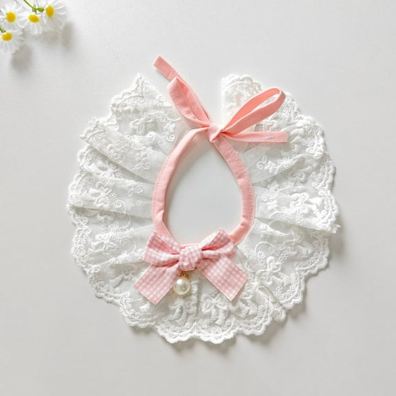 Namzi Pink S Size Lace Pet Collar with Cute Pearl Pendant for Cats Dogs - 1 Piece