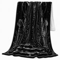 thumbnail image 2 of Moon Priestess with Two Big Cats, Gothic Celestial Style for Feline Lovers, Sacred Animal Scene and Halloween Gift, Soft Flannel Blanket for Bedroom, Home Decor, 2 of 9