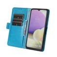 thumbnail image 3 of Wallet Case for Samsung Galaxy A32 5G 6.5", PU Leather Case [Embossed Flower & Bling Sticker Diamond] Kickstand Lanyard [Card Slots & Cash Pocket] Full-Protective Fashion Case, Skyblue, 3 of 7