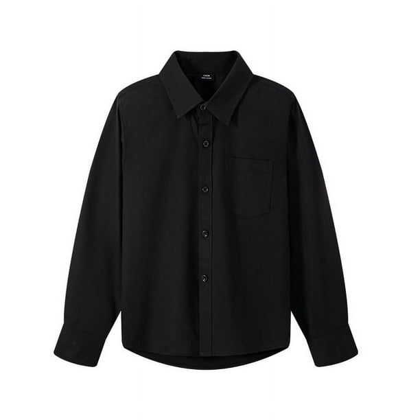 Camisa blanca para niños Camisa blanca de algodón de manga larga para niños y niñas Uniforme escolar de primavera y otoño para estudiantes de primaria y secundaria