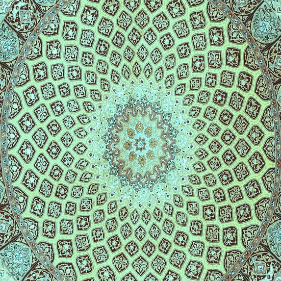 Ahgly Company Indoor Square Medallion Light Blue Traditional Area Rugs, 4' Square