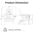 thumbnail image 2 of JUSTLET Outdoor Patio Chair with 2 Cup Holder, HDPE Folding Adirondack Chair, White, 2 of 10