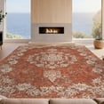thumbnail image 2 of Design&I 9'x12' Washable Area Rug Snag-Free Vintage Throw Traditional Damask Distressed Vine Border Hippie Flowing Dynamic for Dining Room, Basement, Large Office, 2 of 7