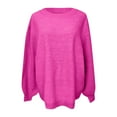 thumbnail image 4 of Arlun Sweaters for Women Fall 2025 Crew Neck Lantern Sleeve Casual Oversized Pullovers Long Sleeve Comfortable Loose Solid Color Knit Winter Warm Tops RD1 XS, 4 of 5